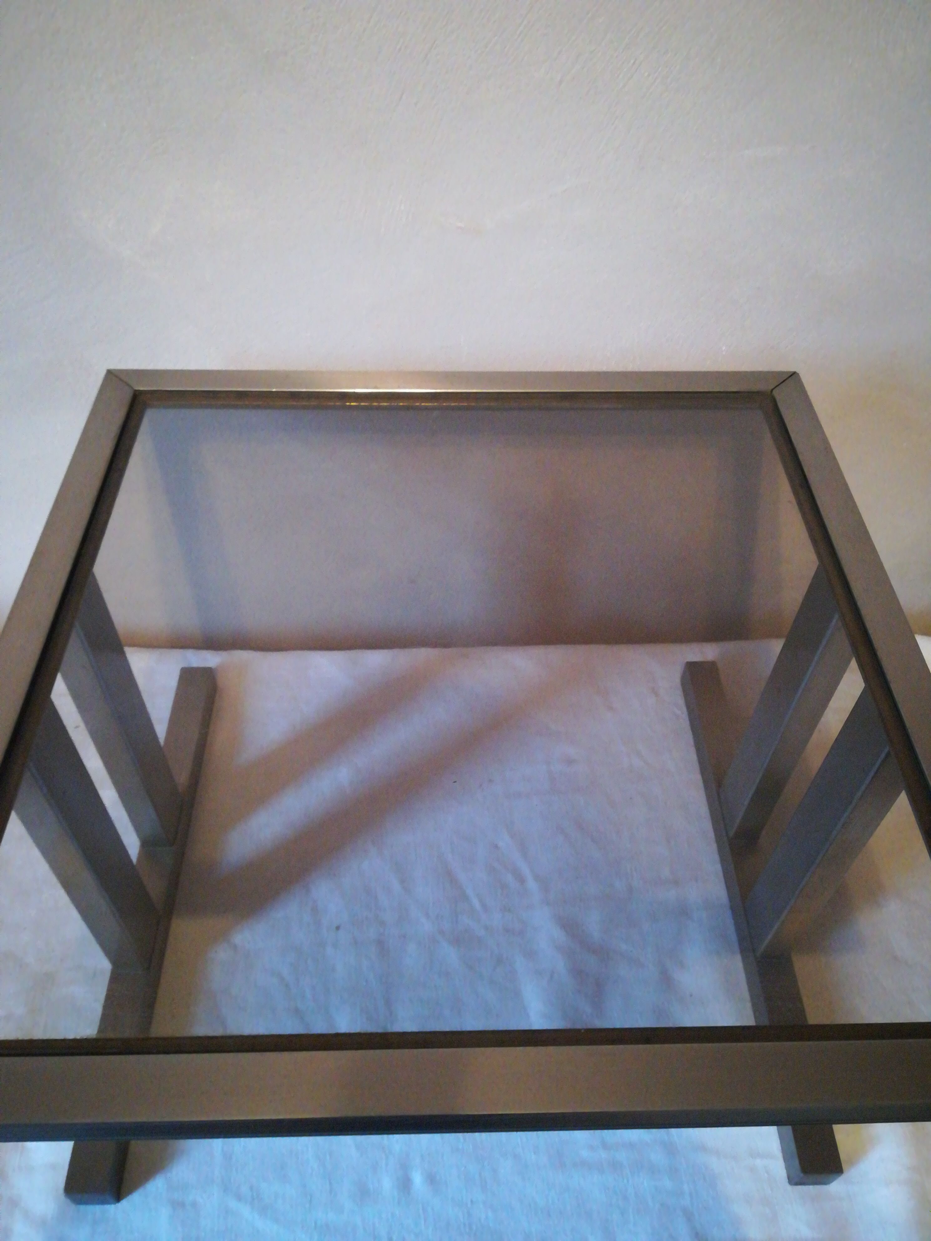 Table basse carrée en alu brossé