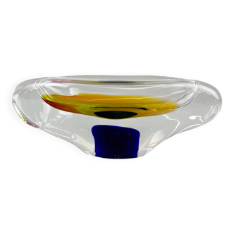 Cendrier vintage en verre par Josef Rozinek pour Novy Bor Glassworks, 1960