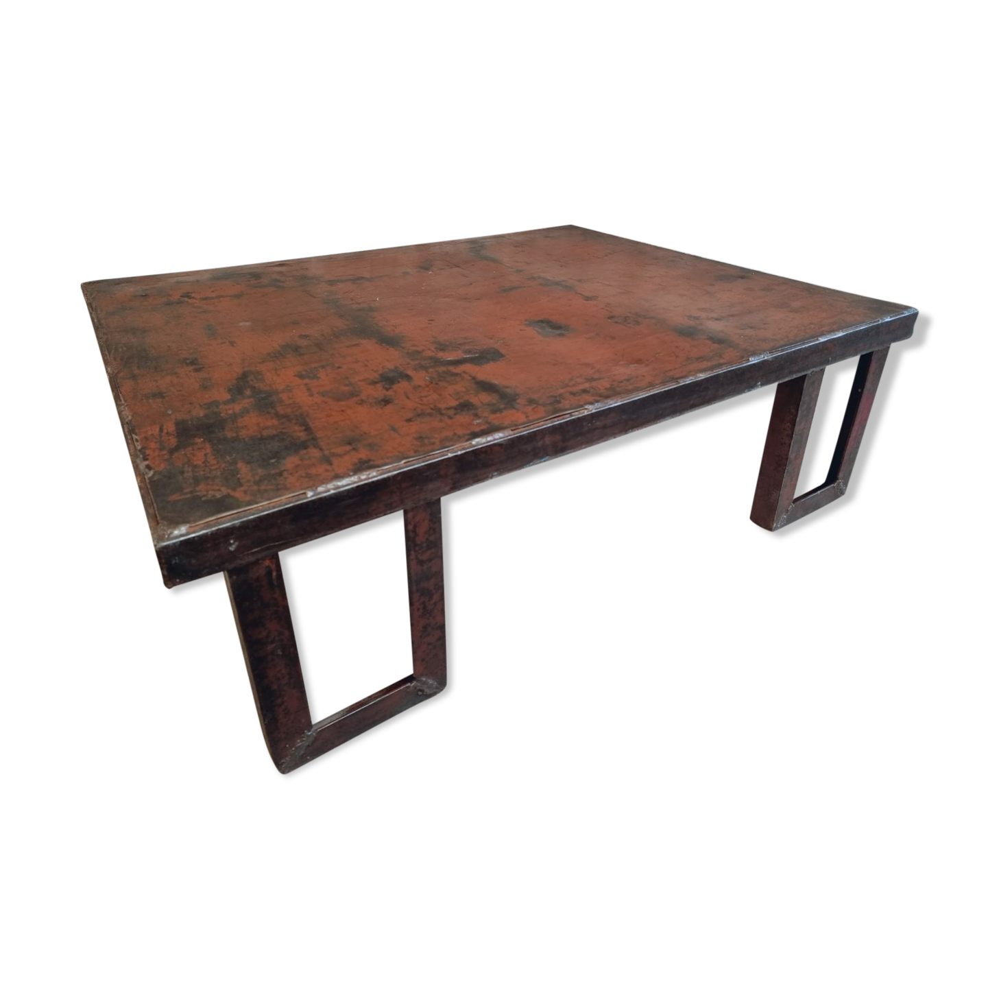 Industrial coffee table pallet table steel cinnamon brown