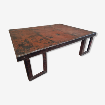 Industrial coffee table pallet table steel cinnamon brown