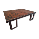 Industrial coffee table pallet table steel cinnamon brown