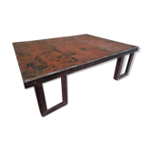 Industrial coffee table pallet table steel cinnamon brown