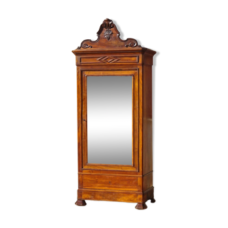 Antique solid walnut mirror cabinet