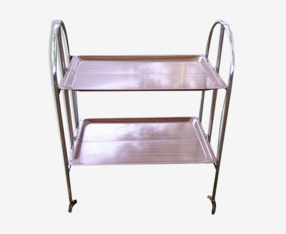 Folding two-tray rolling service table