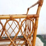 Vintage rattan and bamboo crib, 60s, TBE.