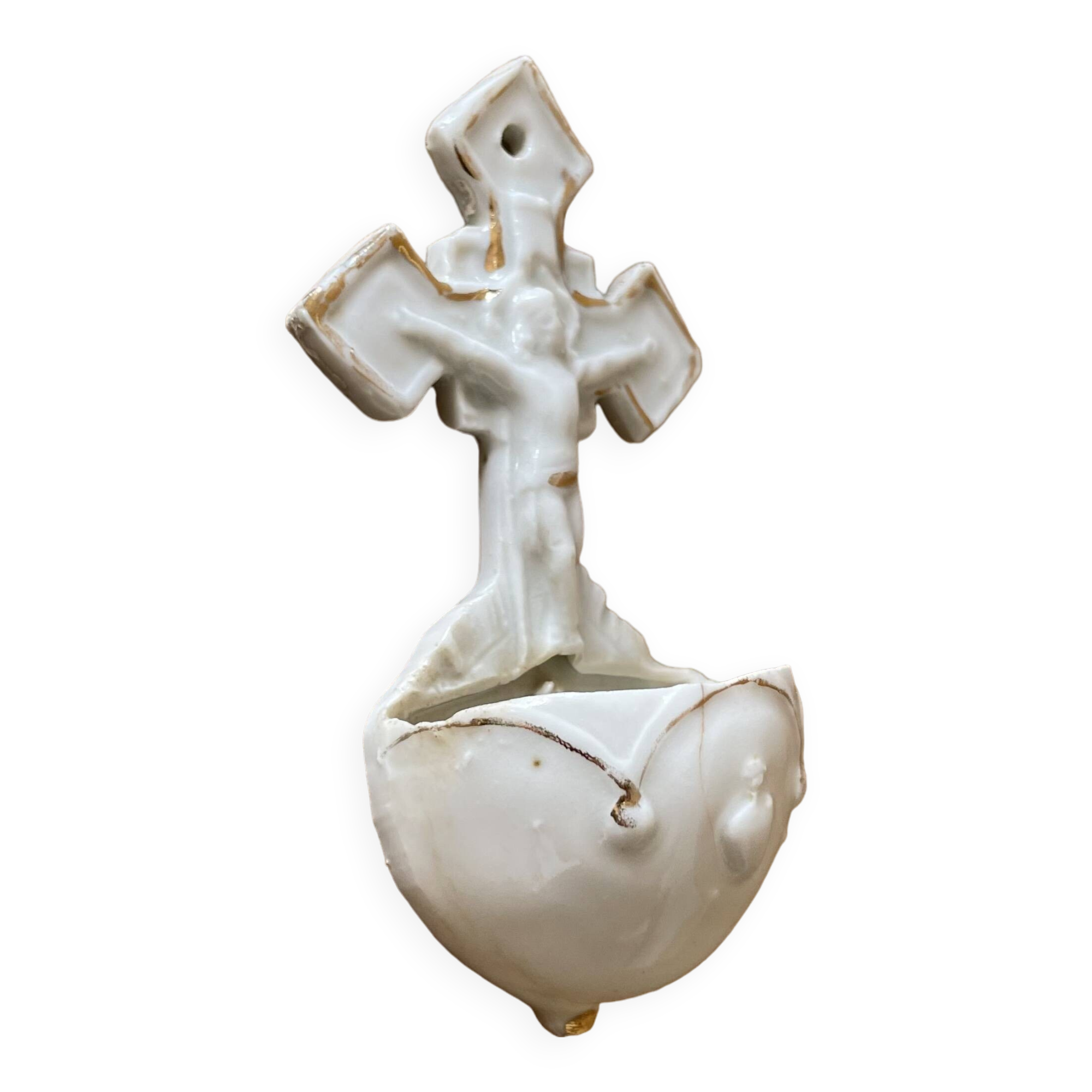Small antique porcelain wall stoup