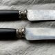 Set of 6 table knives from the 19th century, ebony and silver.
