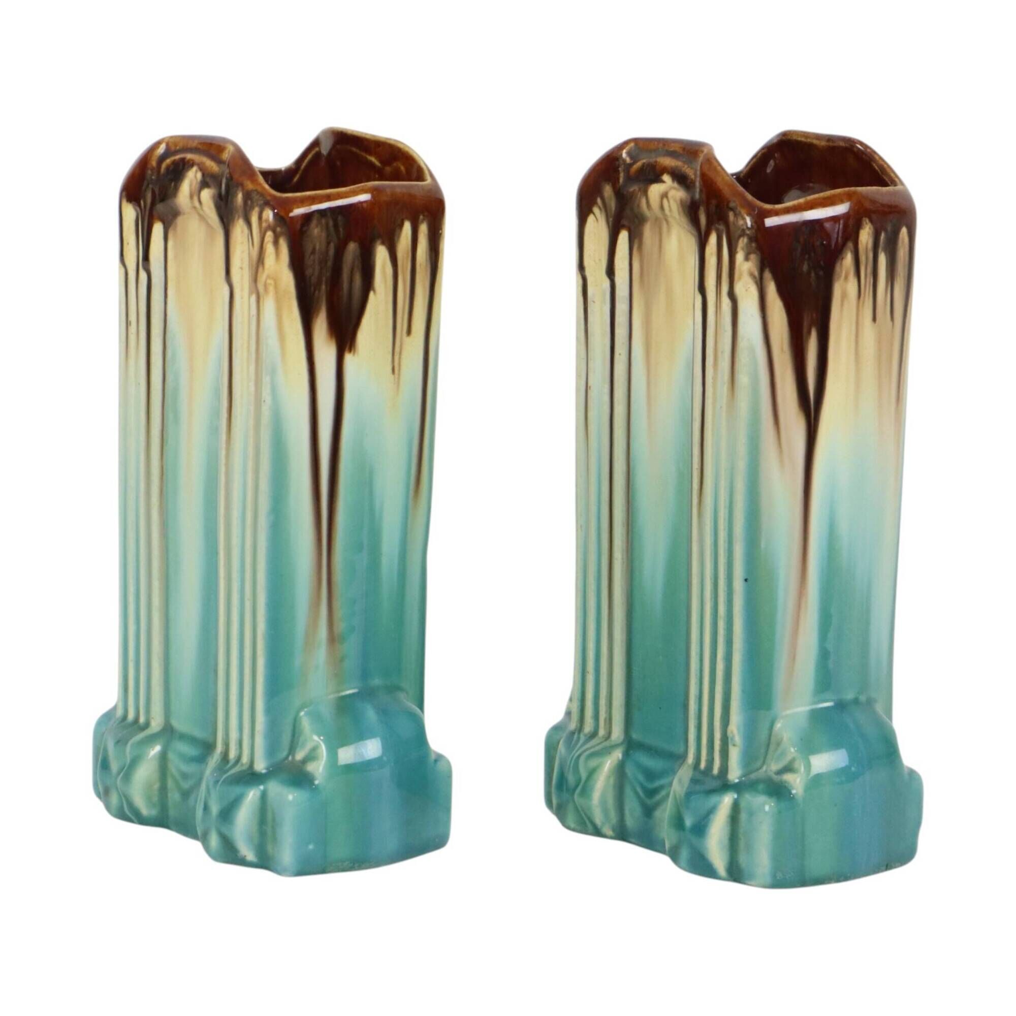 Belgian Art Deco Turquoise Earthenware Vases, Thulin, 22 cm