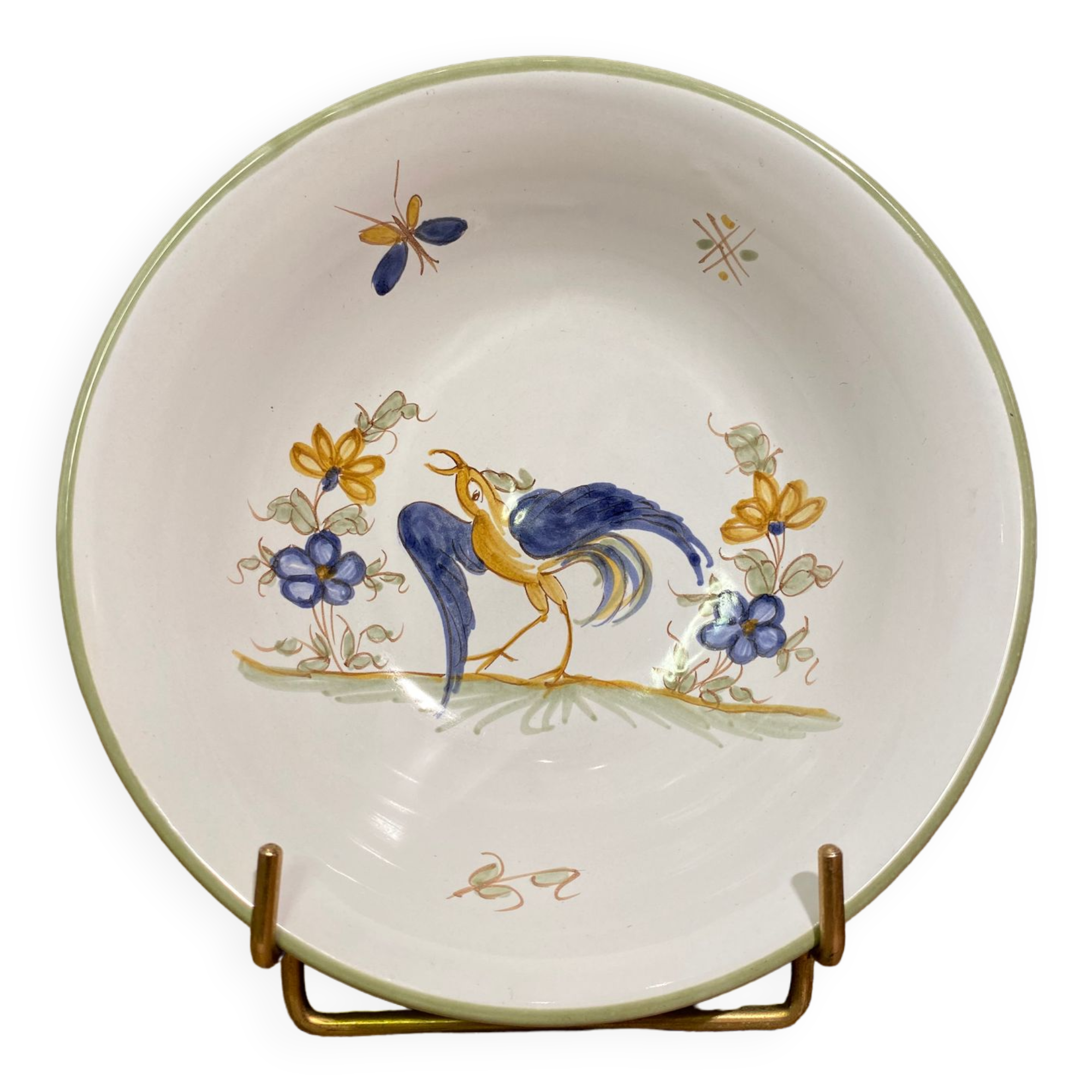 Bowl, hollow plate, earthenware cup decoration moustiers signed A. Le Gros Le Muret