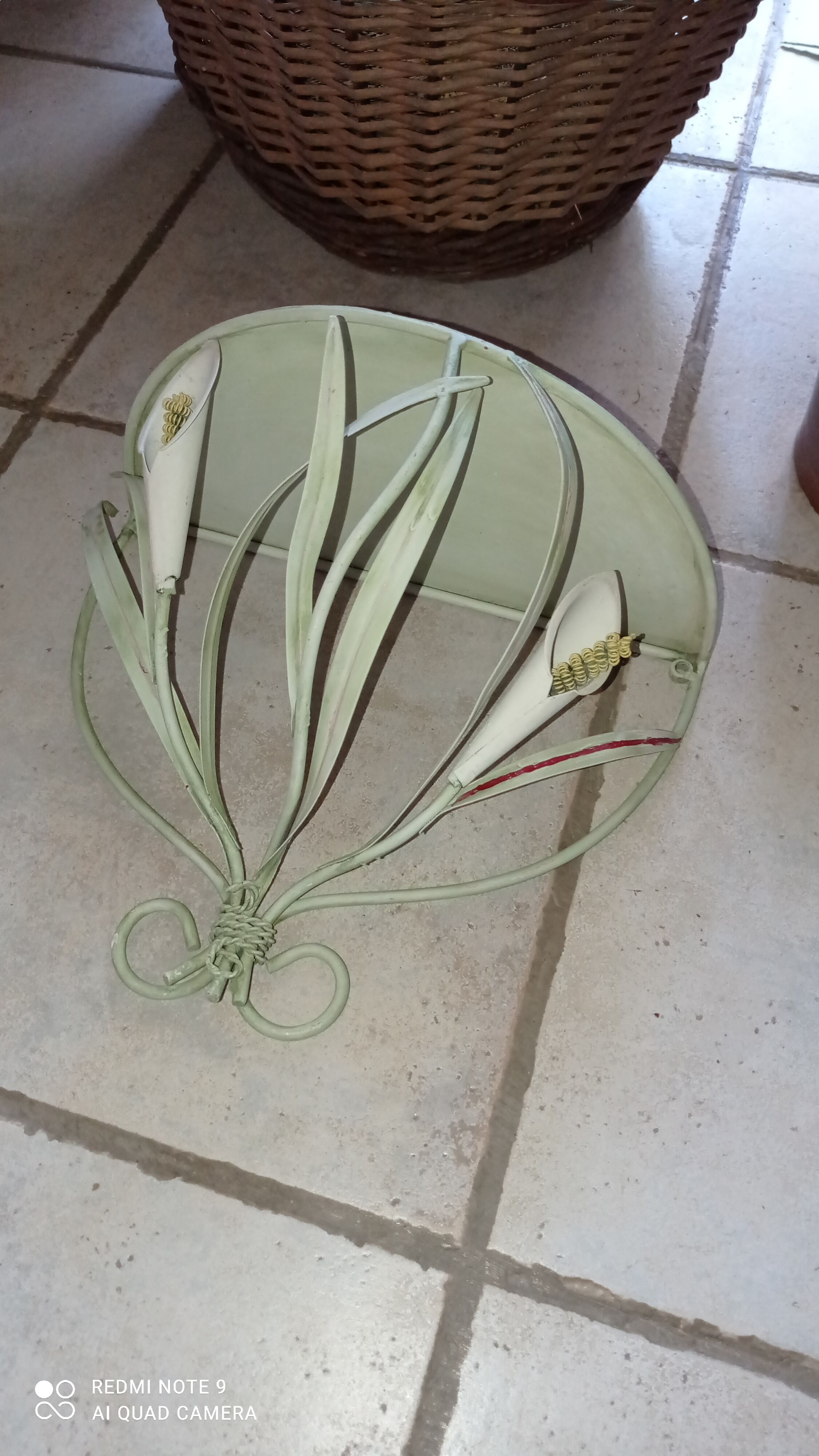 Duo of wrought iron shelves