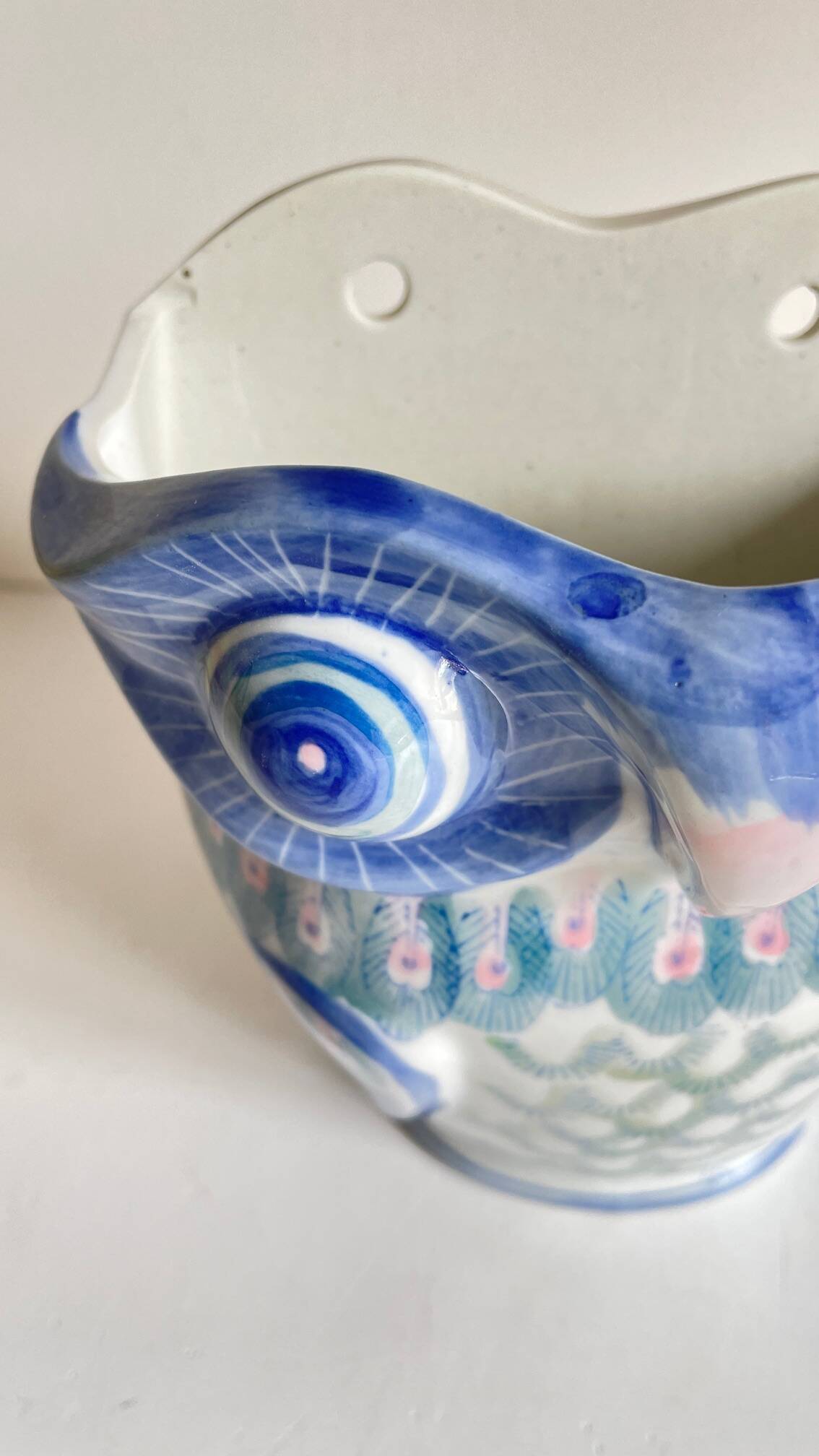 Vintage Chinese Porcelain Owl Planter