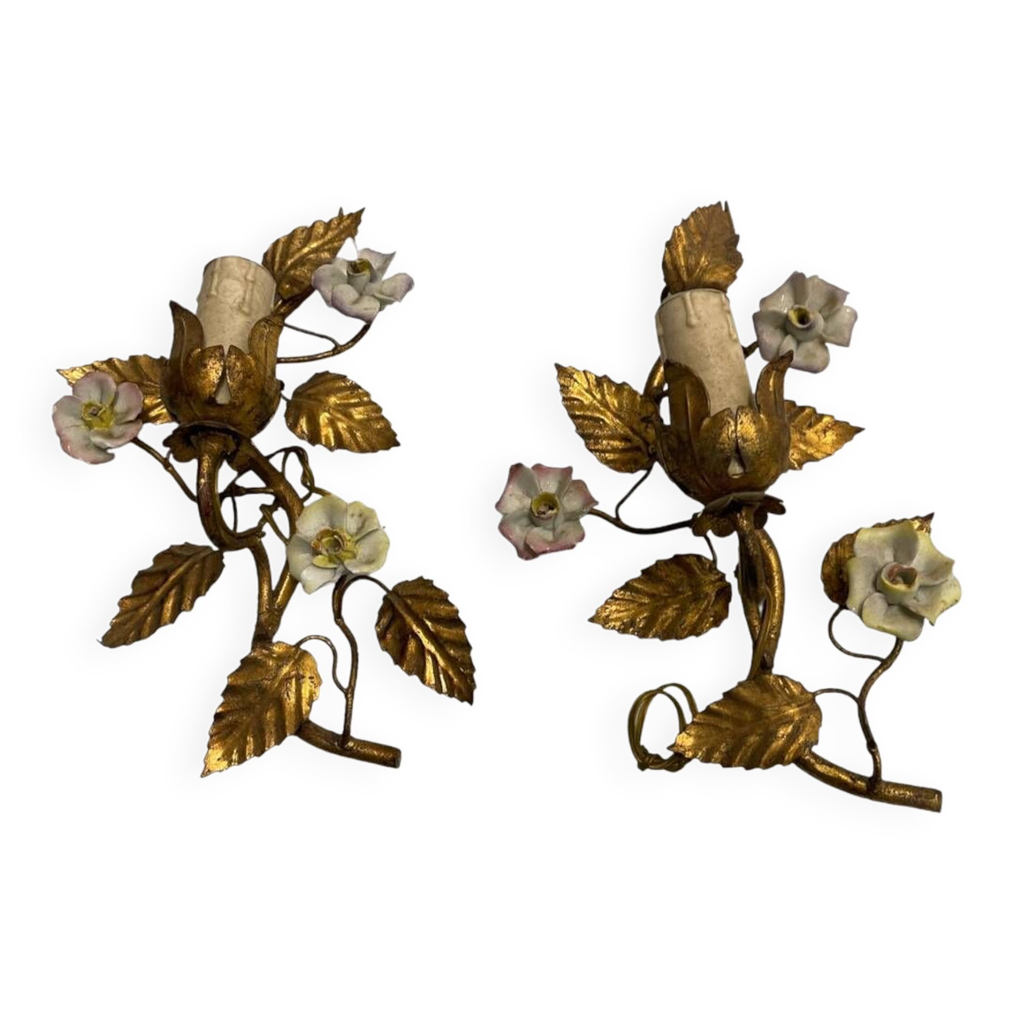 Gold Gilded Tole Sconces Set of 2