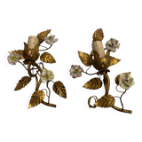 Gold Gilded Tole Sconces Set of 2