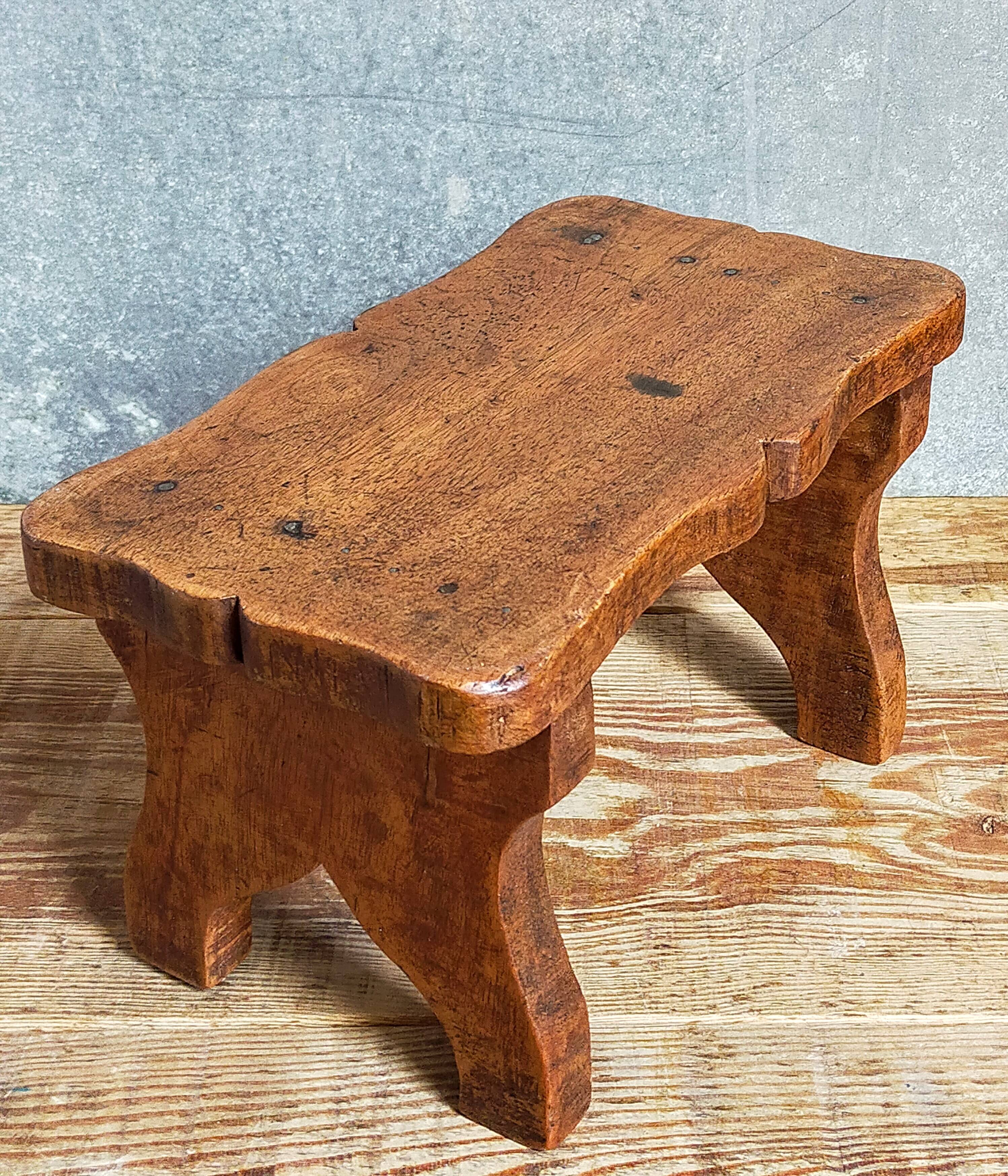 Old solid wood footrest stool