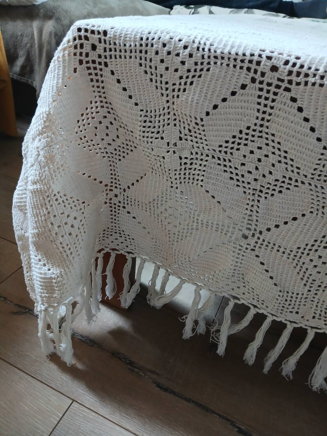 Plaid ancien en crochet fait main
