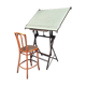 Table à dessin architecte Sautereau Paris 1950 fonte avec chaise Thonet