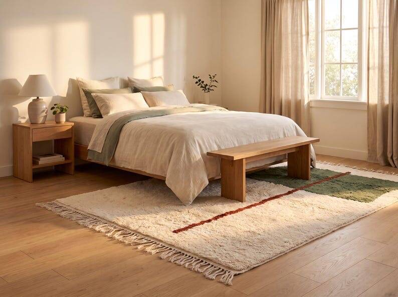 Handmade traditional authentic pure wool rug 2/3 m