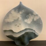 Lens soliflore vase signed Virebent in porcelain, design Yves Mohi, 1970
