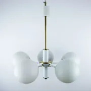 Vintage White 1970s Sputnik Chandelier – Mid-Century Modern Ceiling Light