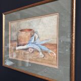 Antique watercolor still life of a leek