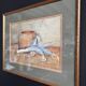 Aquarelle nature morte poireau ancienne 