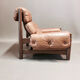 Fauteuil cuir et chêne design, 1950