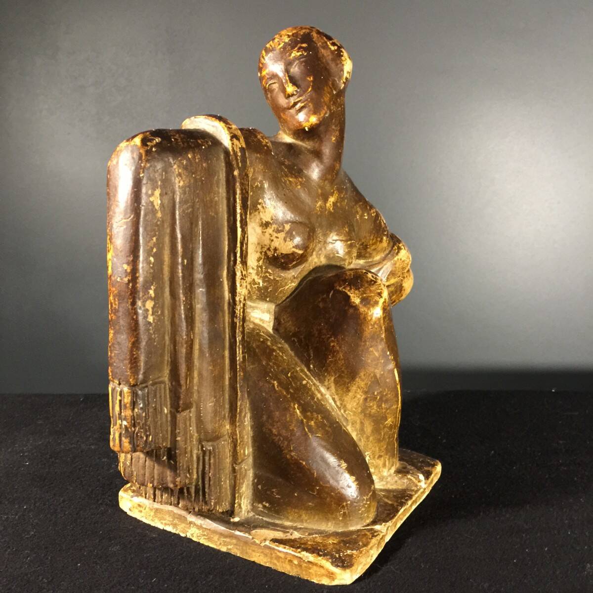 Workshop plaster "1930, Cubist Art Deco sculpture, draped nude woman