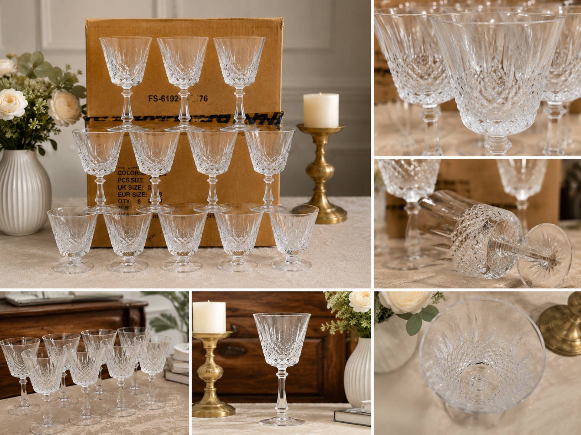 Lot de 12 verres à eau en cristal Val Saint-Lambert
