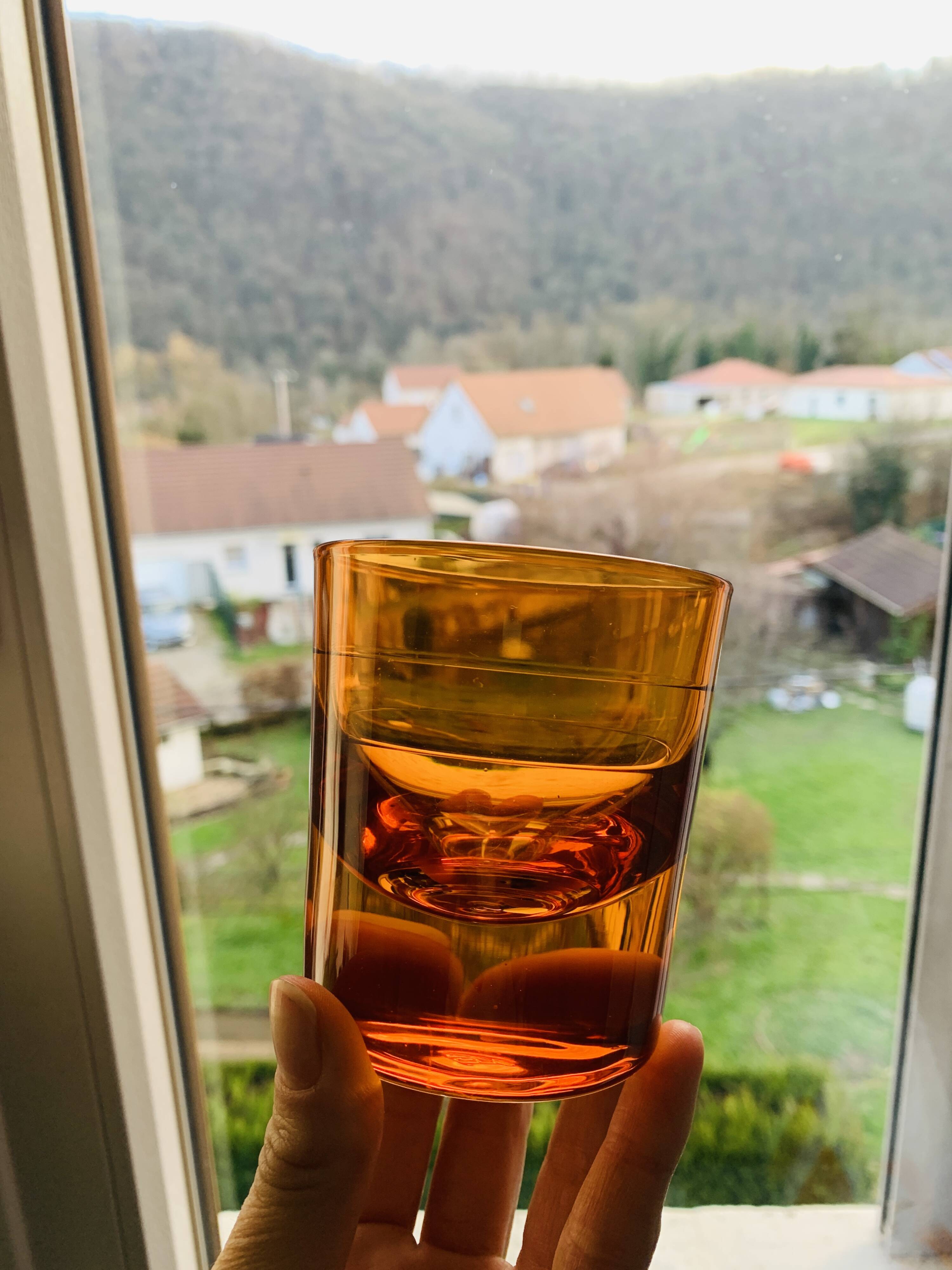 3 orange block spirit glasses