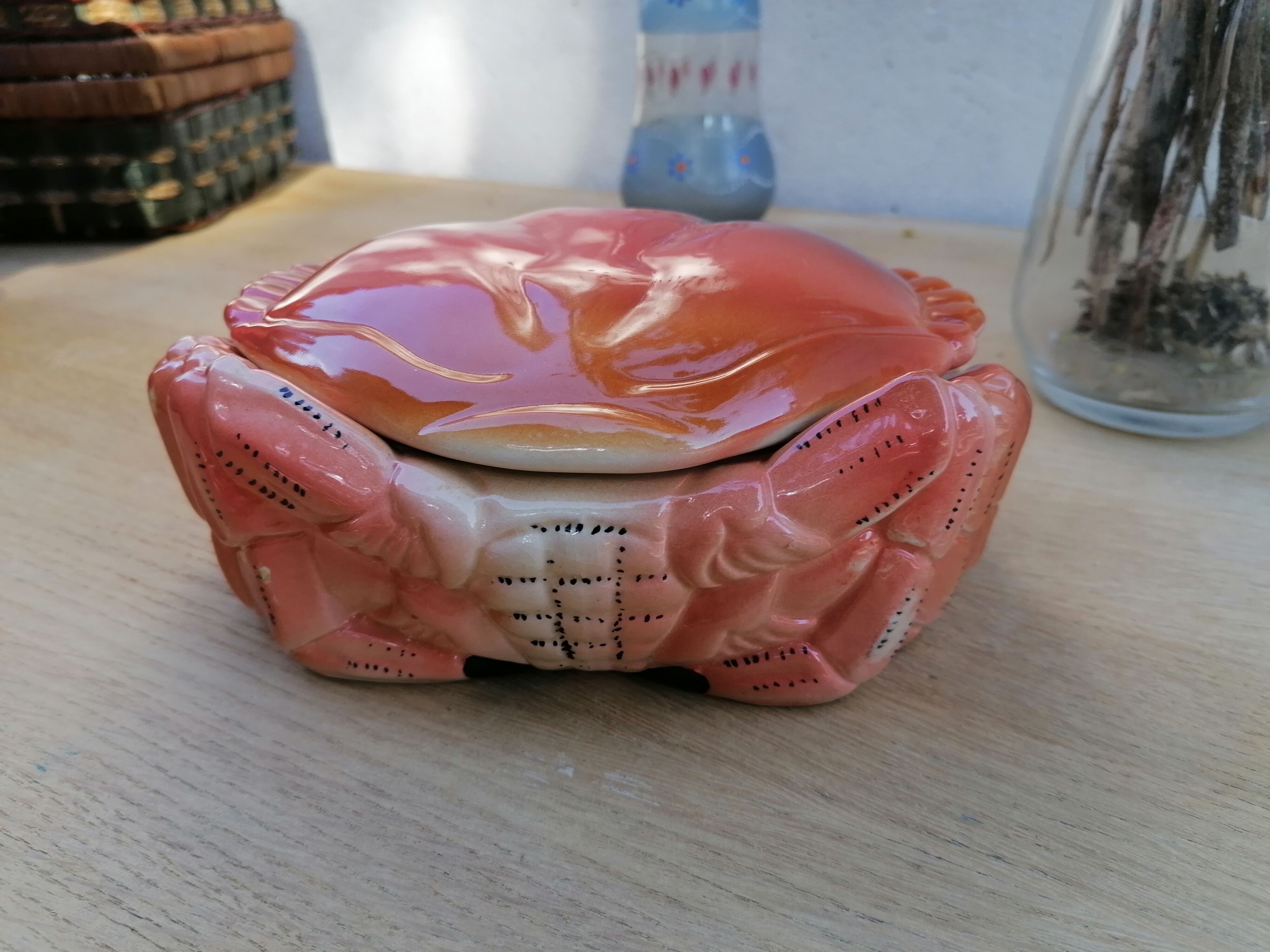 Faïence Caugant bisque crab box