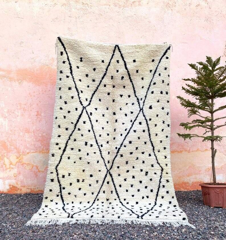 Tapis berbère en laine pure fait main traditionnelle taille 150/250 cm