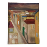 Original painting – Colorful urban scene – Signed