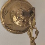 Suspension  de style art nouveau 1900 en laiton - tulipe en verre dépoli