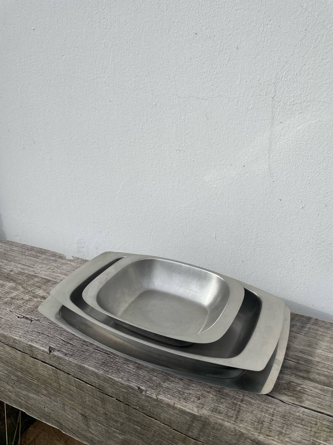 Trio of Danish Scandinavian stainless steel dishes