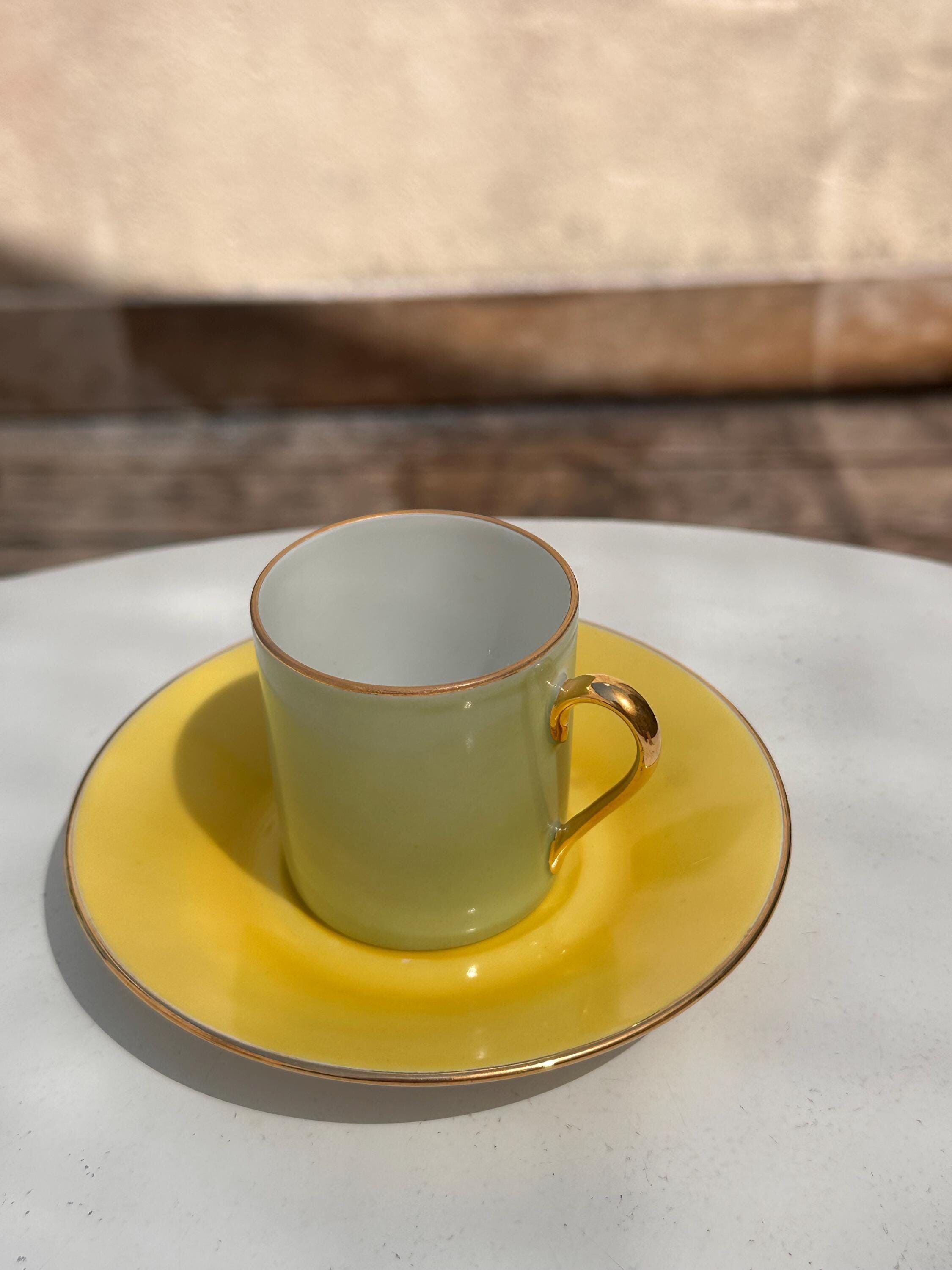 Vintage "Mix and Match" coffee cup set, Sologne porcelain