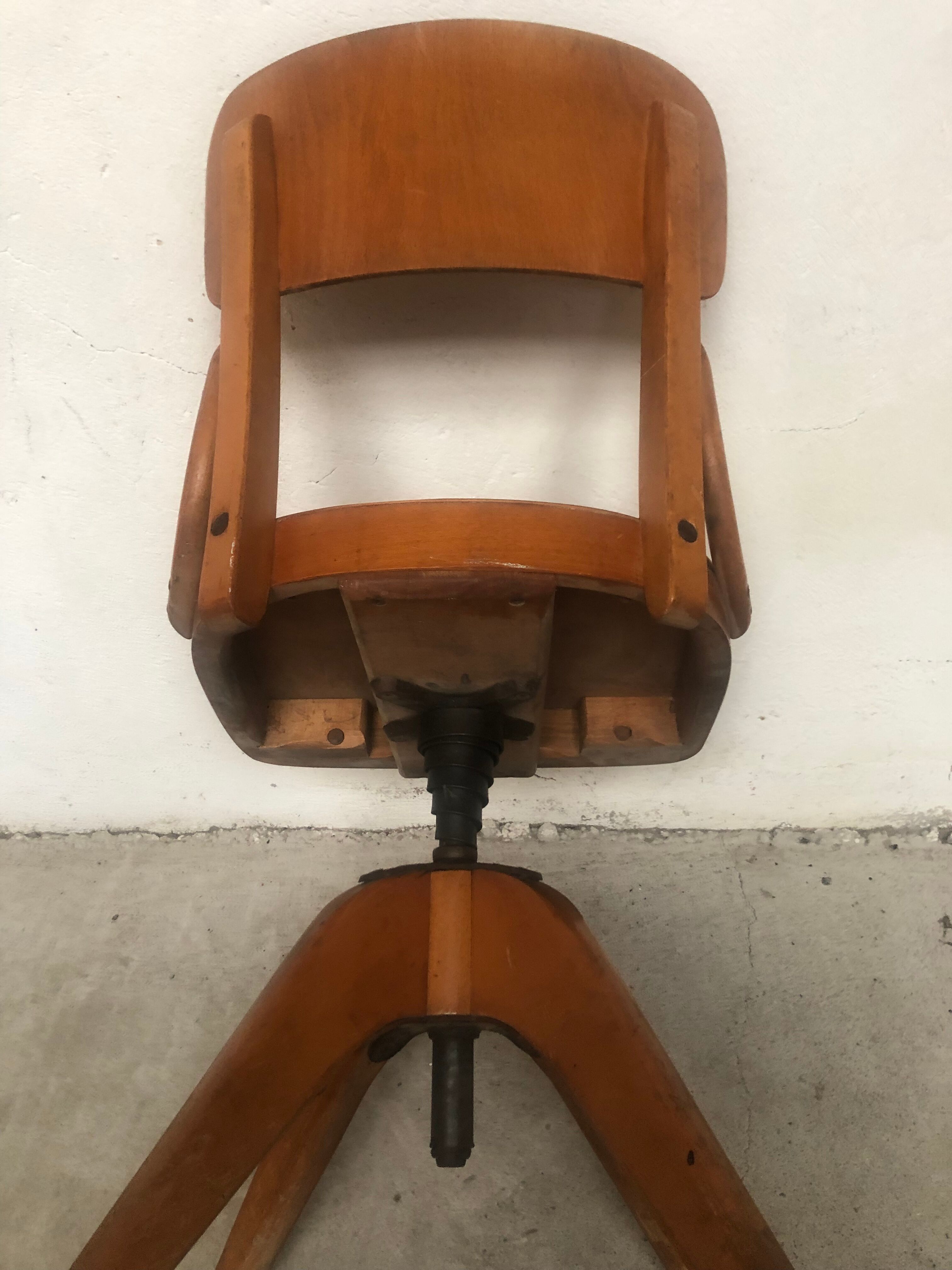 Office chair blond wood 50-60s vintage