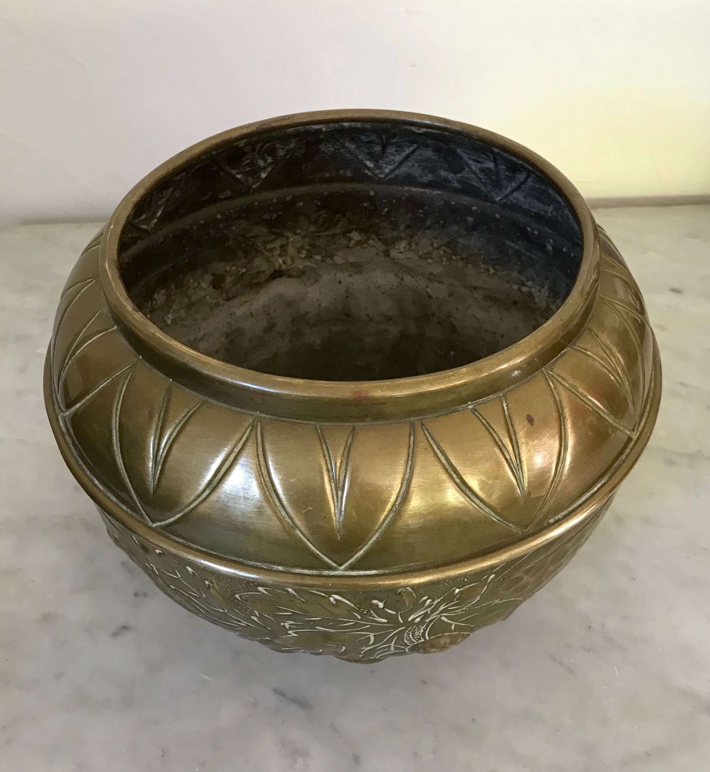 Vintage brass pot cover