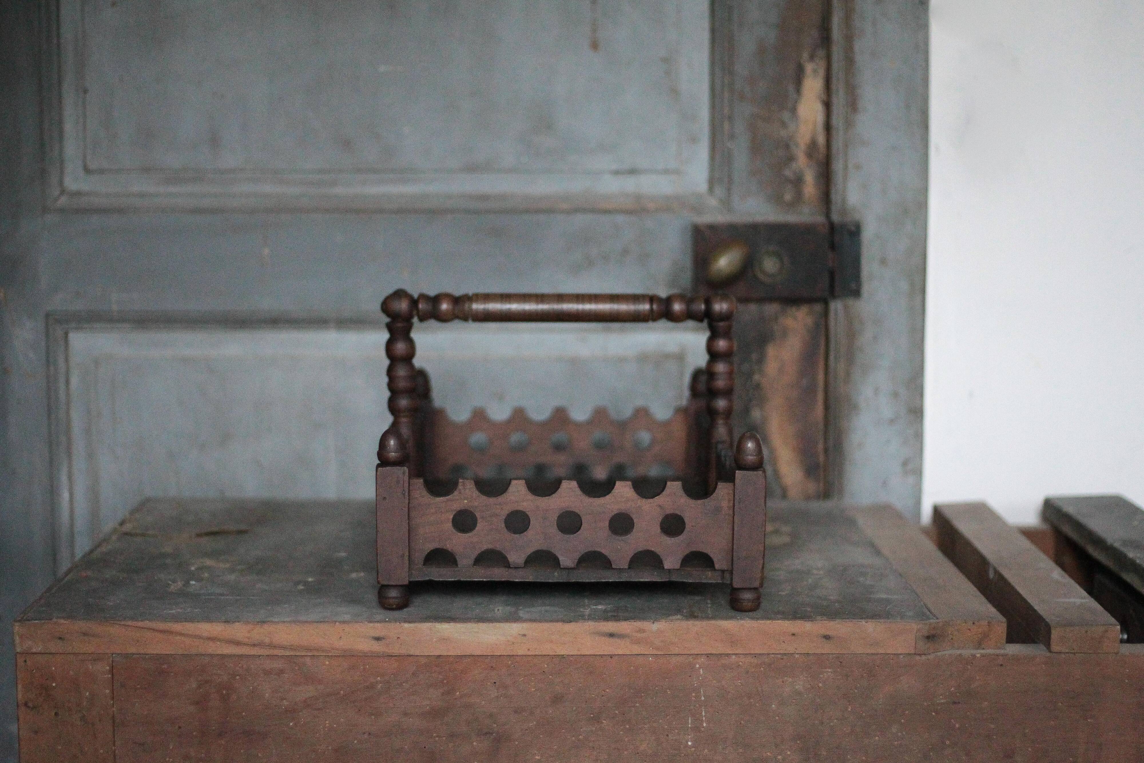 Vintage wooden basket, wooden fruit bowl, kitchen, nature, folk art