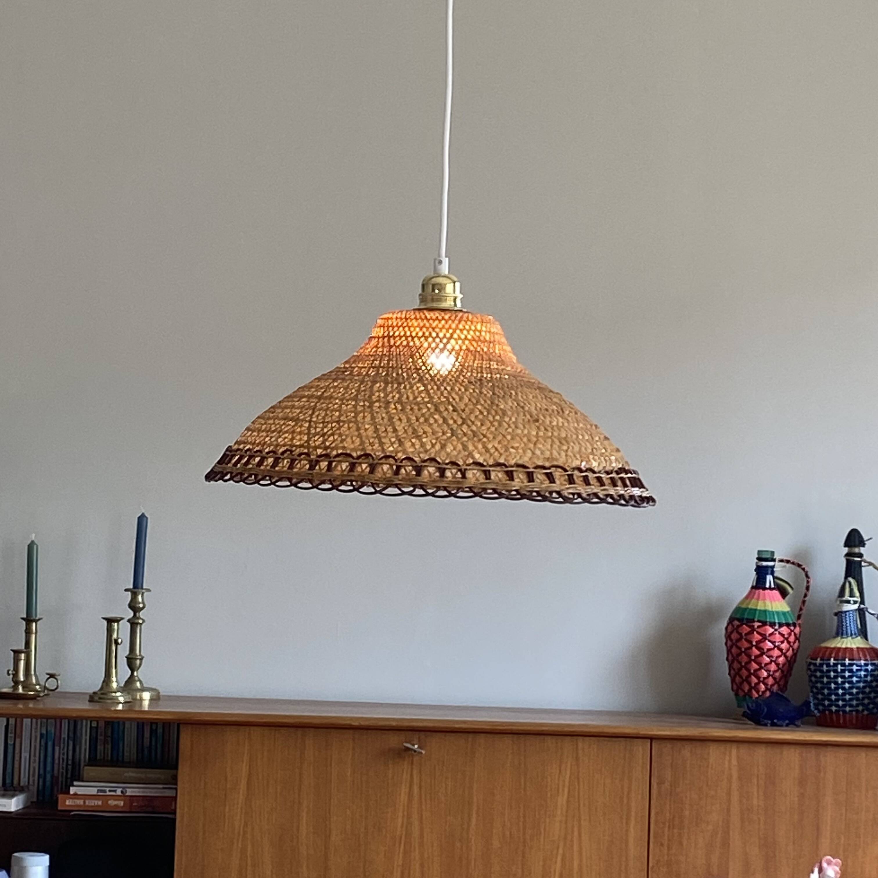 Vintage rattan chandelier pendant light decoration