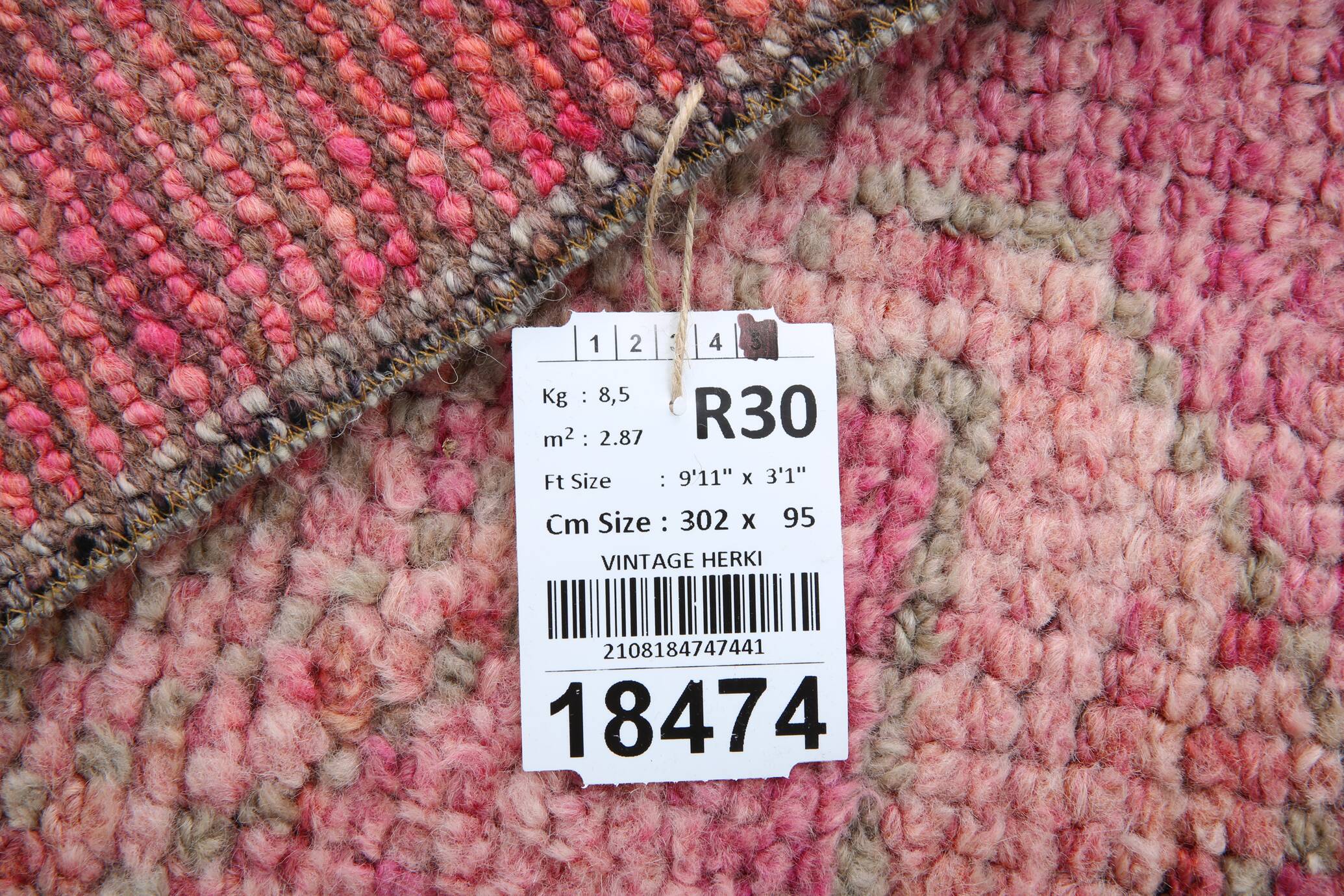 Super Soft Pink & Red Vintage Runner Rug, 95x302Cm