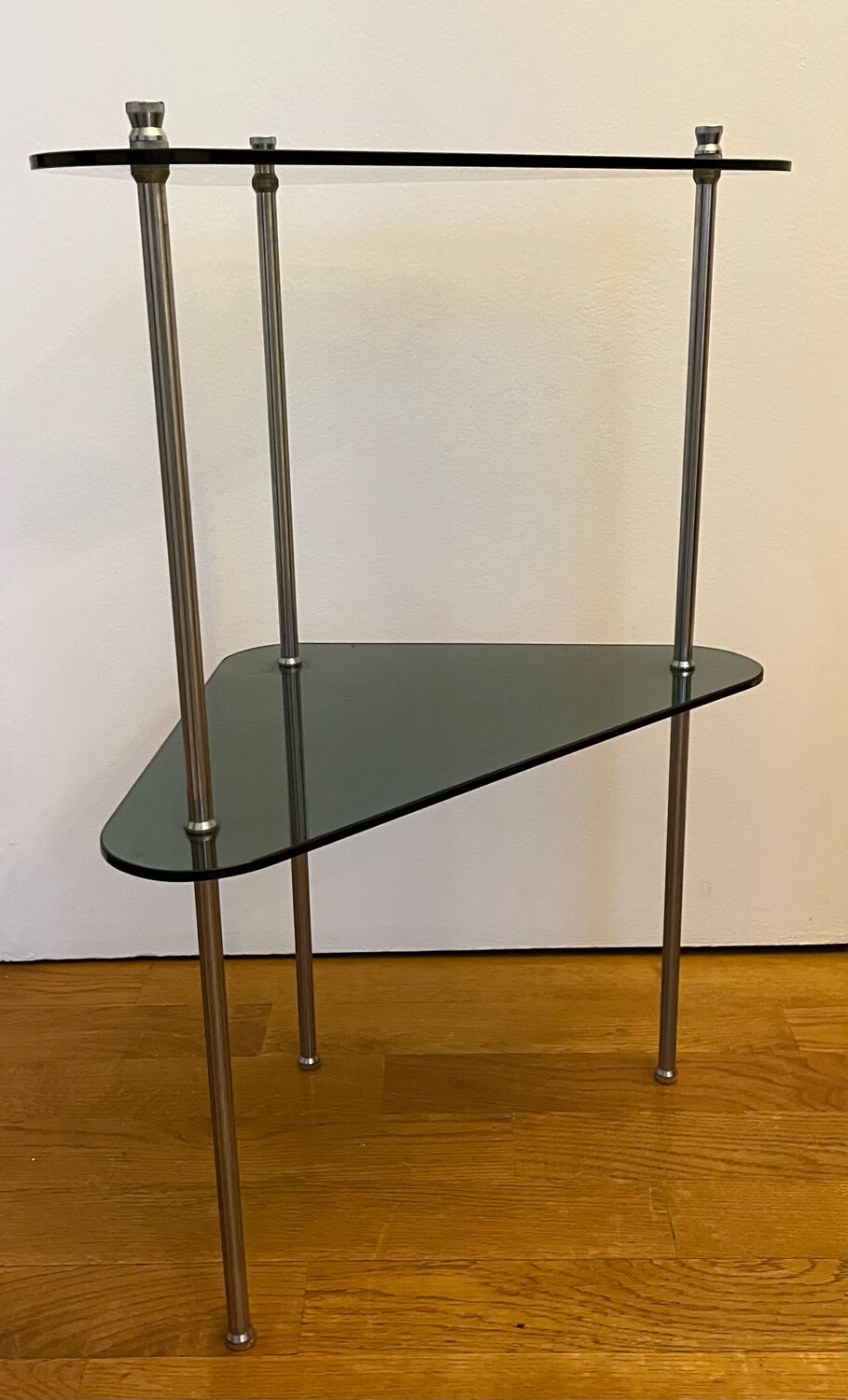 Vintage smoked glass corner shelf