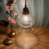 Vintage amber glass globe pendant light