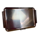 Flat metal and wood plateau in Scandinavian style.