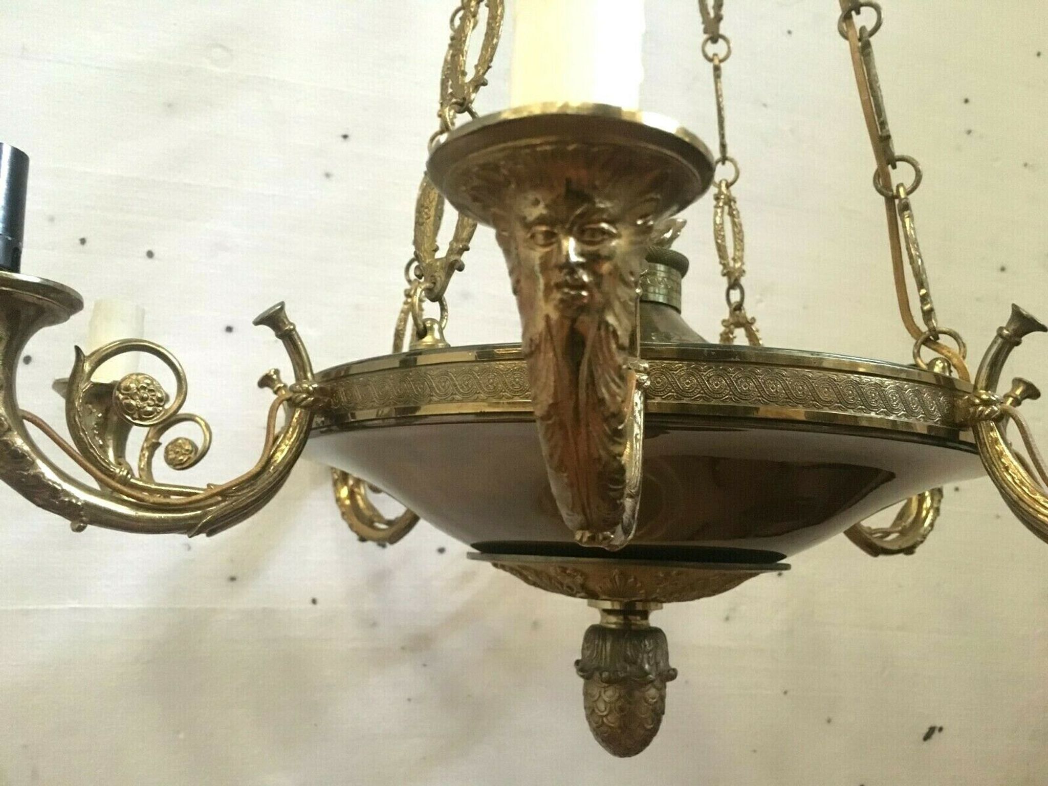 Empire style bronze chandelier Light fixture Palmette chandelier