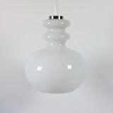 Vintage ceiling lamp Peill & Putzler in chrome and opal glass from the Space Age.