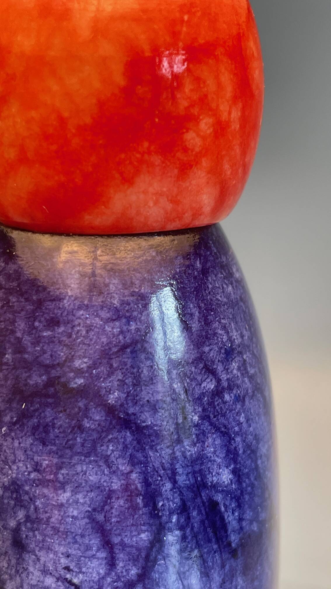 ALABASTER STONE LAMP Blue, Yellow and Red 80s