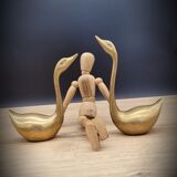 Duo of brass swans