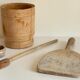 Turned wooden pots and beaters for the kitchen
