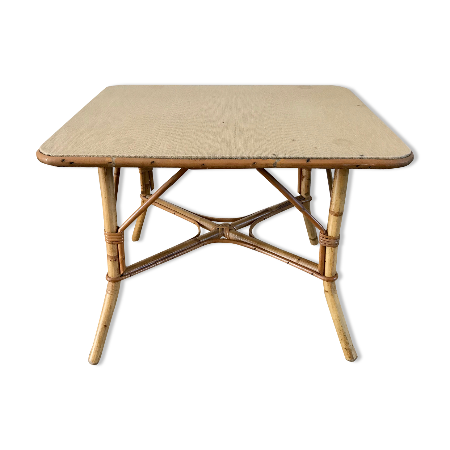 Coffee table in rattan and bamboo 60s