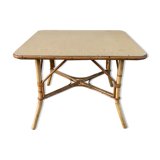 Table basse en rotin et bambou années 60